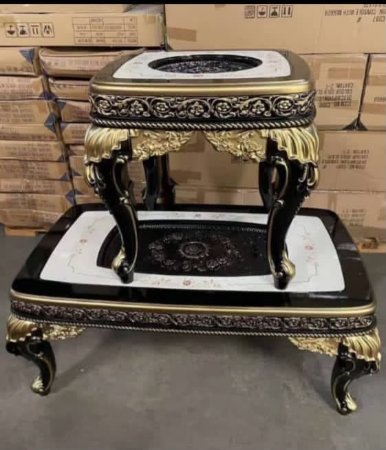 PLANOTEX CENTER TABLE AND STOOLS COFFEE BROWN 968F